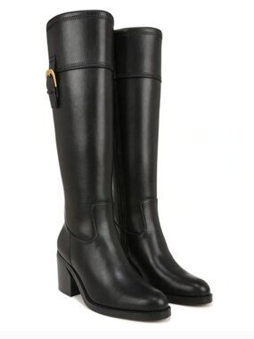 Franco Sarto Lizbeth Round Toe Heeled Tall Black Boots